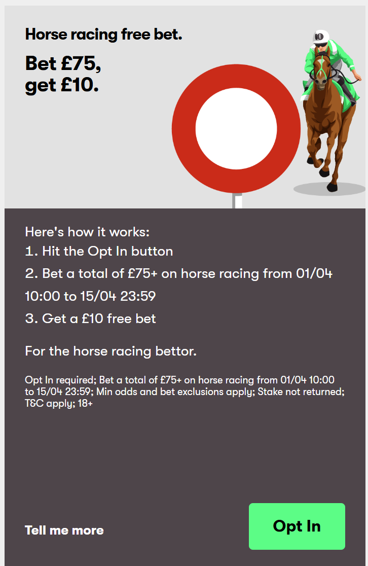 10bet Bet £75 Get £10 Racing Offer